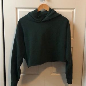 URBAN OUTFITTERS-cropped hoodie(dark green)